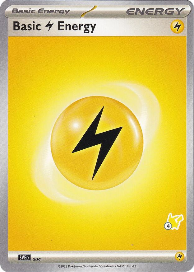 Pokémon-kaart Basic Lightning Energy SVE 004 uit Battle Academy 2024 (Pikachu-deck, stempel 4)