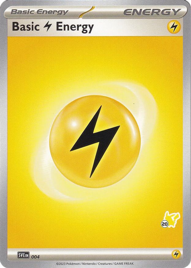 Pokémon-kaart Basic Lightning Energy SVE 004 uit Battle Academy 2024 (Pikachu-deck, stempel 20)