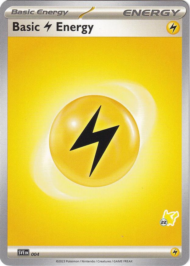 Pokémon-kaart Basic Lightning Energy SVE 004 uit Battle Academy 2024 (Pikachu-deck, stempel 22)