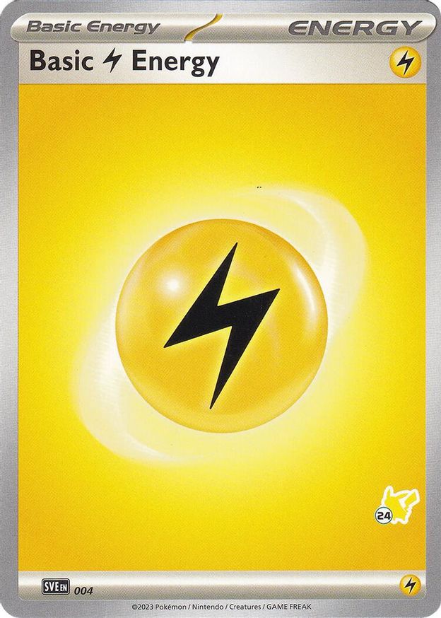 Pokémon-kaart Basic Lightning Energy SVE 004 uit Battle Academy 2024 (Pikachu-deck, stempel 24)