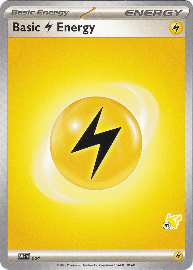 Pokémon-kaart Basic Lightning Energy SVE 004 uit Battle Academy 2024 (Pikachu-deck, stempel 31)