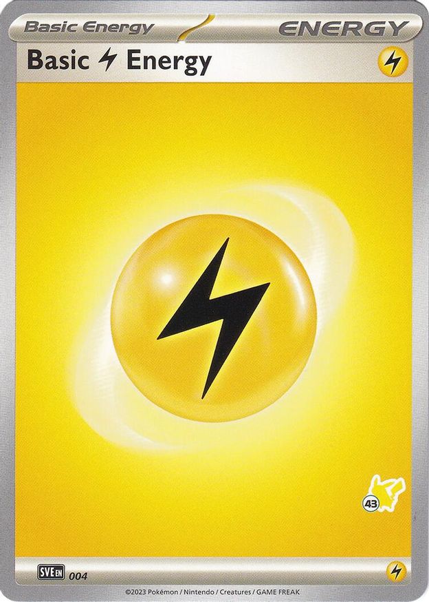 Pokémon-kaart Basic Lightning Energy SVE 004 uit Battle Academy 2024 (Pikachu-deck, stempel 43)