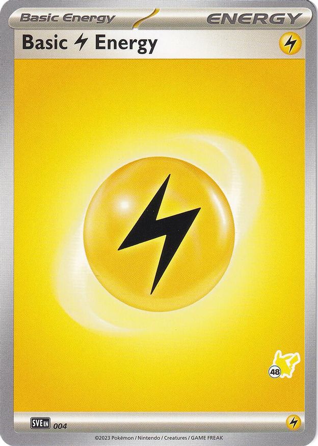 Pokémon-kaart Basic Lightning Energy SVE 004 uit Battle Academy 2024 (Pikachu-deck, stempel 48)