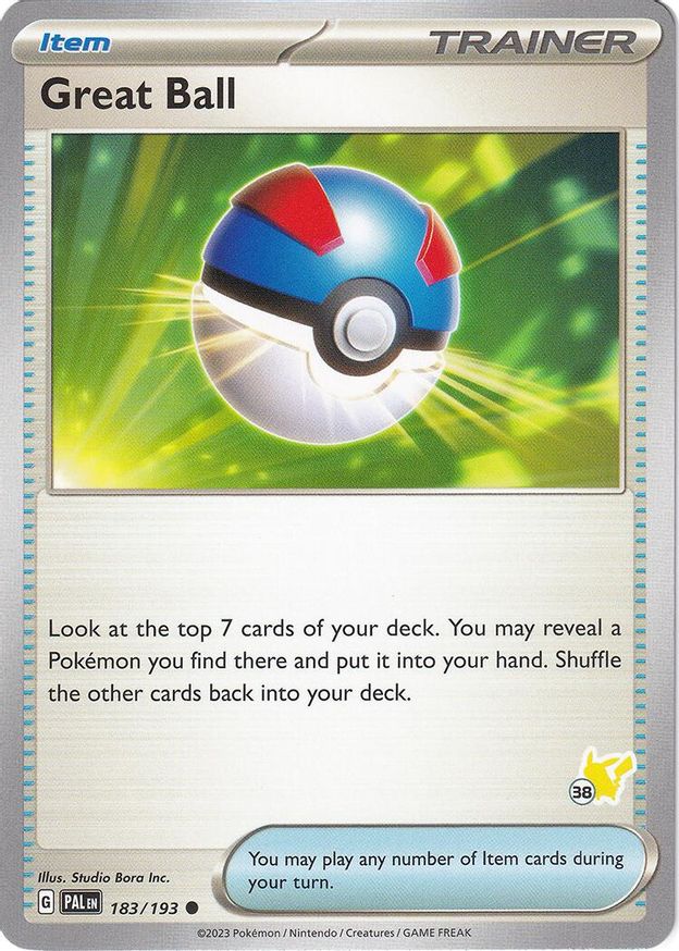 Pokémon-kaart Great Ball 183/193 Fixed uit de set Battle Academy 2024 (Pikachu-deck 38)