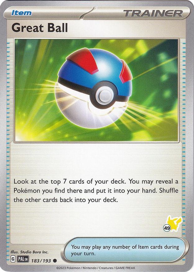 Pokémon-kaart Great Ball 183/193 Fixed uit de set Battle Academy 2024 (Pikachu 49)