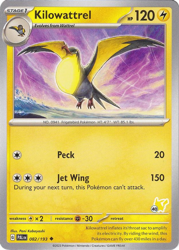 Pokémon-kaart Kilowattrel 082/193 Fixed uit de set Battle Academy 2024 (Pikachu-deck 40)