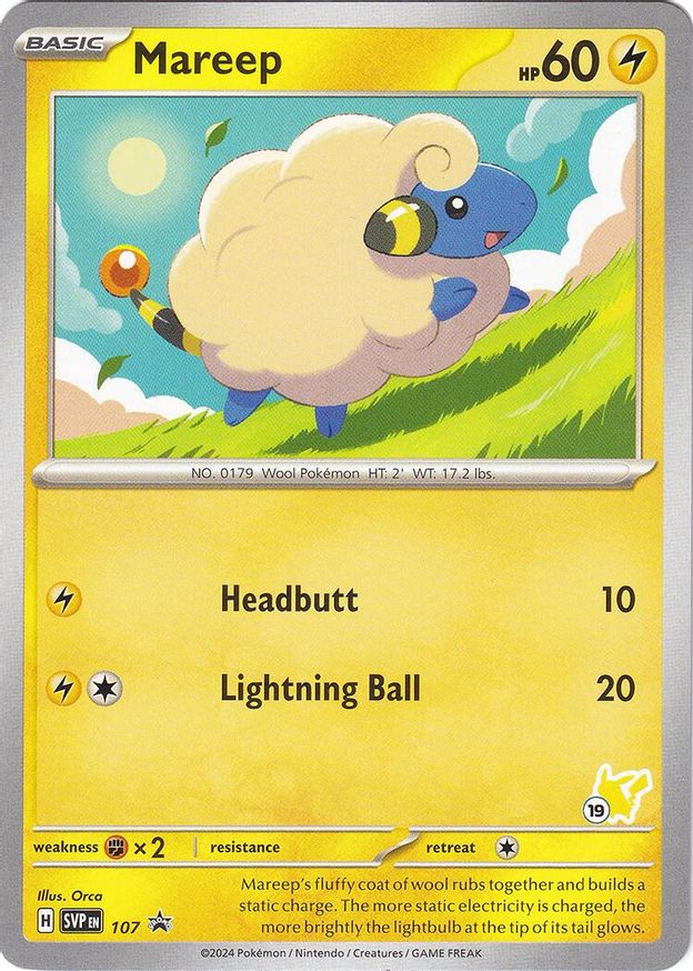 Pokémon-kaart Mareep SVP 107 Fixed uit de set Battle Academy 2024 (Pikachu-deck, nummer 19) Hoofdafbeelding