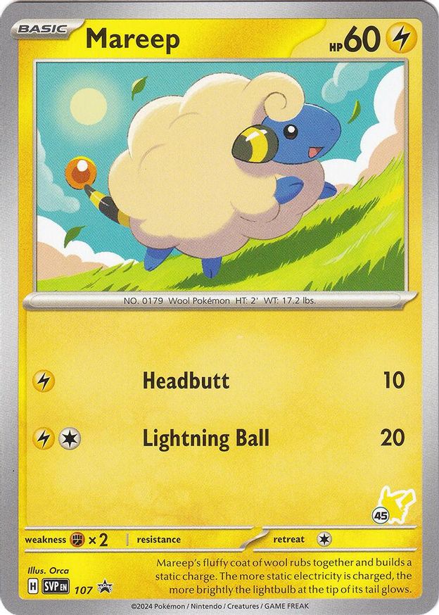 Pokémon-kaart Mareep SVP 107 Fixed uit de set Battle Academy 2024 (Pikachu-deck, nummer 45)