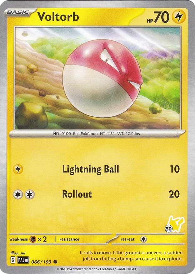 Pokémon-kaart Voltorb 066/193 Fixed uit de set Battle Academy 2024 (Pikachu-deck 30)