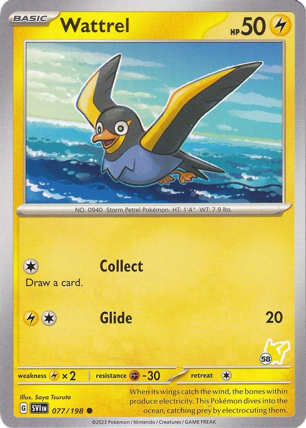 Pokémon-kaart Wattrel 077/198 Fixed uit de set Battle Academy 2024 (Pikachu-deck 58) Hauptbild