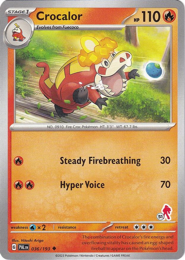 Pokémon-kaart Crocalor 036/193 Fixed uit de set Battle Academy 2024, Armarouge-deck 51 Hoofdafbeelding
