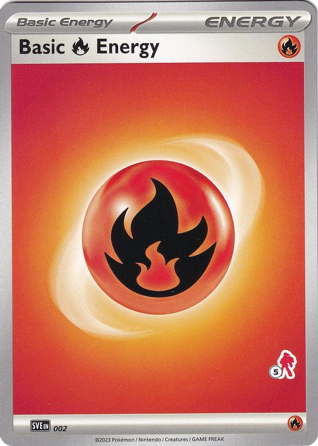 Pokémon-kaart Basic Fire Energy SVE 002 uit Battle Academy 2024 (Armarouge-deck, stempel 5)