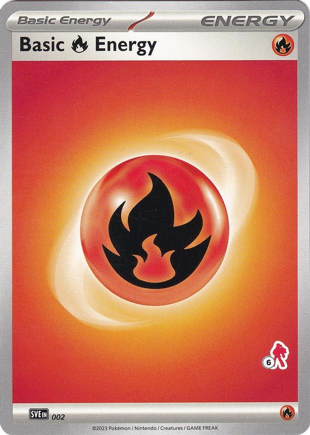 Pokémon-kaart Basic Fire Energy SVE 002 uit Battle Academy 2024 (Armarouge-deck, stempel 6)