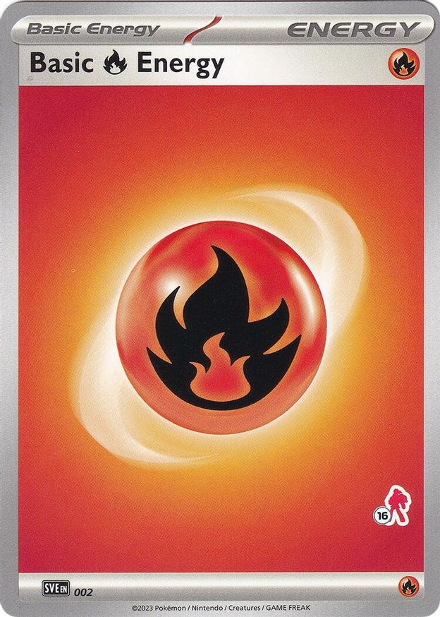 Pokémon-kaart Basic Fire Energy SVE 002 uit Battle Academy 2024 (Armarouge-deck, stempel 16)