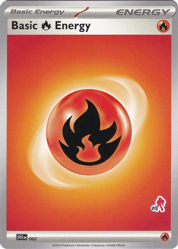 Pokémon-kaart Basic Fire Energy SVE 002 uit Battle Academy 2024 (Armarouge-deck, stempel 20)