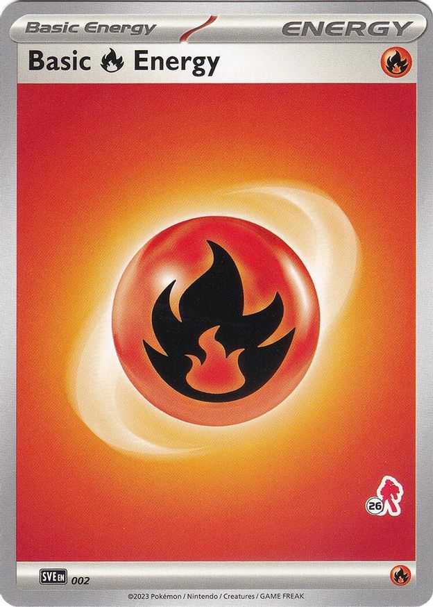 Pokémon-kaart Basic Fire Energy SVE 002 uit Battle Academy 2024 (Armarouge-deck, stempel 26)