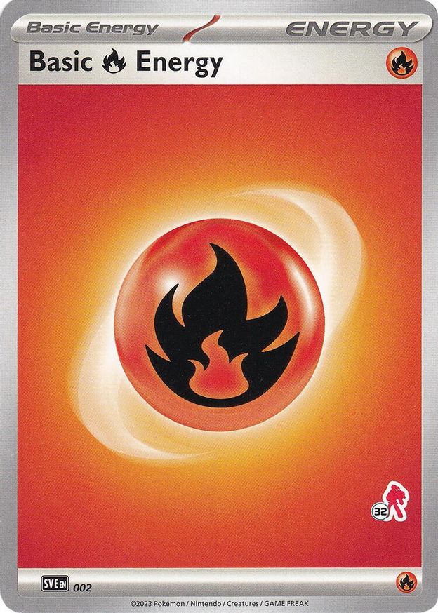 Pokémon-kaart Basic Fire Energy SVE 002 uit Battle Academy 2024 (Armarouge-deck, stempel 32)