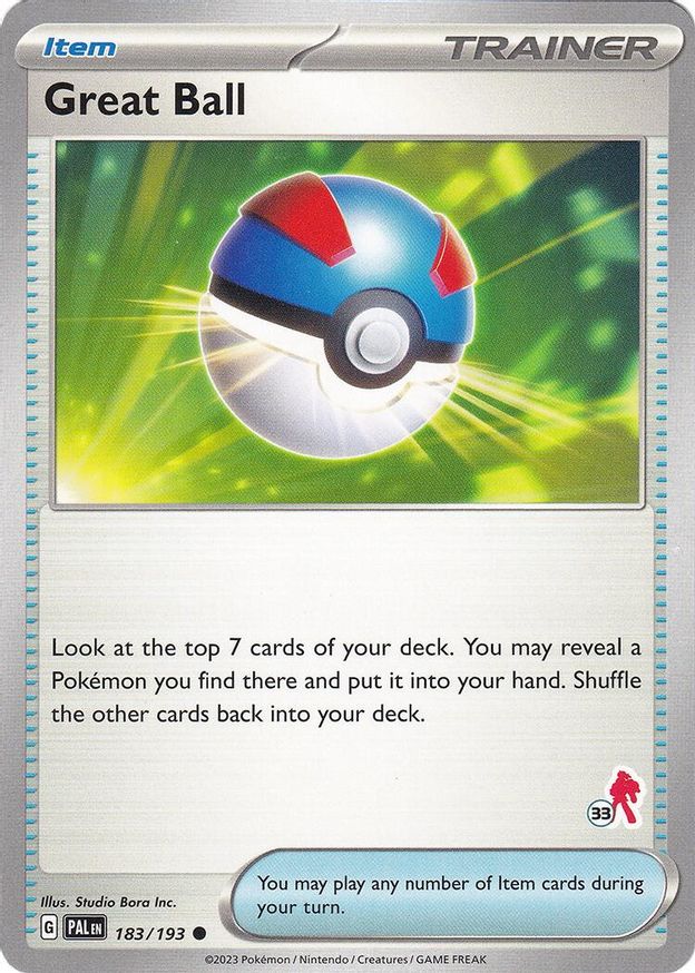 Pokémon-kaart Great Ball 183/193 Fixed uit de set Battle Academy 2024 (Armarouge 33)