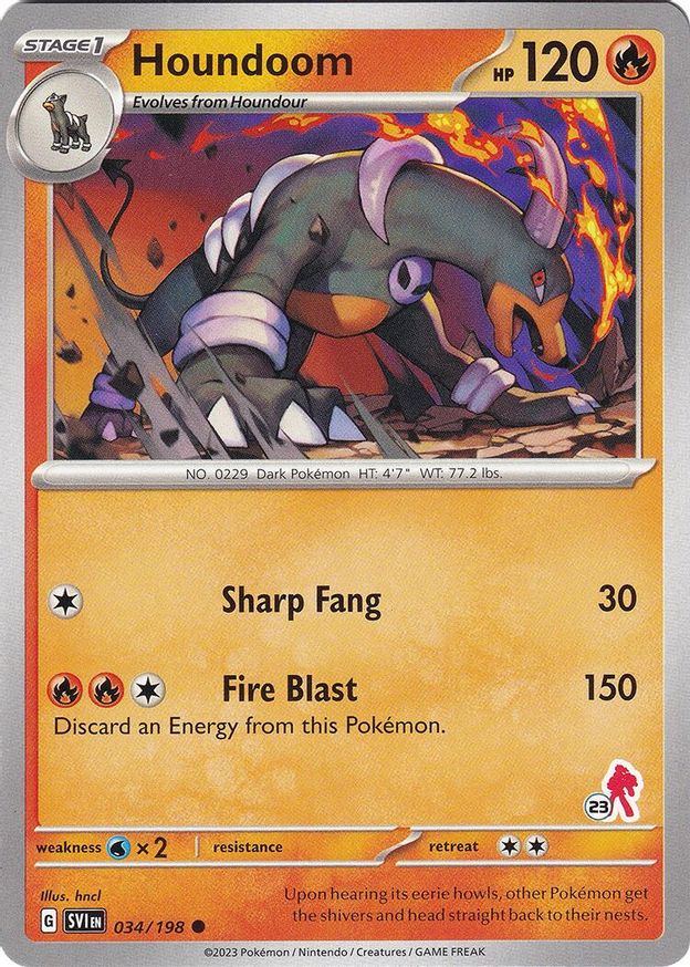 Pokémon-kaart Houndoom 034/198 uit Battle Academy 2024 (Armarouge-deck, stempel 23) Hauptbild