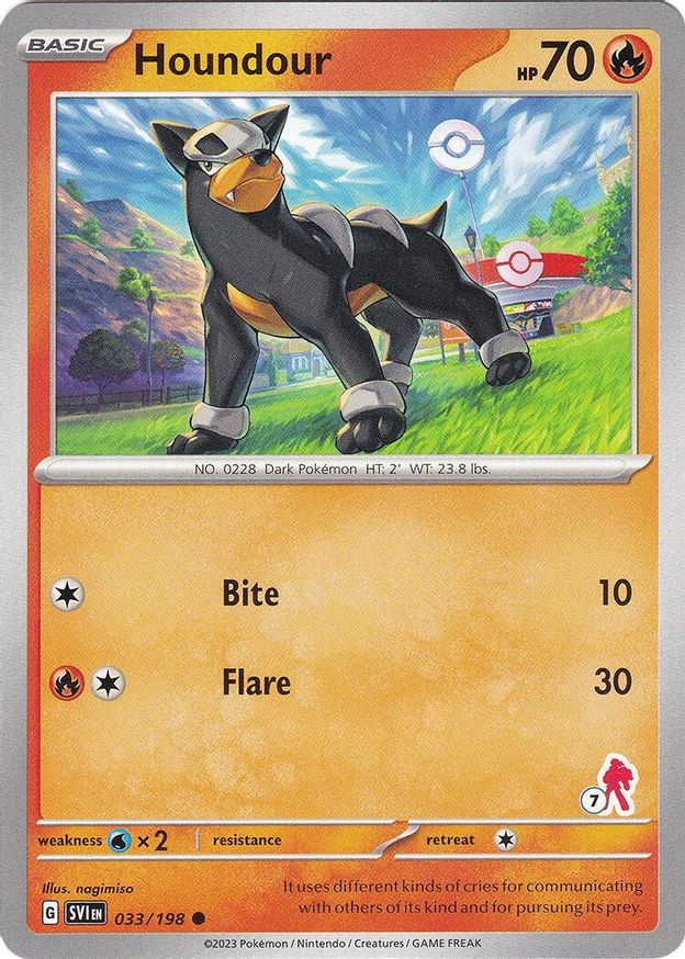 Pokémon-kaart Houndour 033/198 uit Battle Academy 2024 (Armarouge-deck, stempel 7) Hauptbild