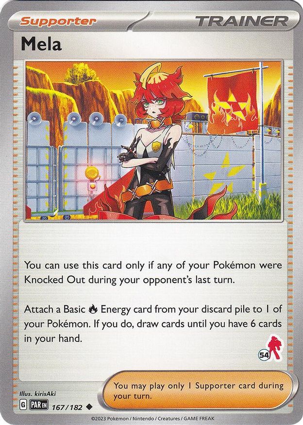 Pokémon-kaart Mela 167/182 Fixed uit de set Battle Academy 2024, Armarouge-deck 54