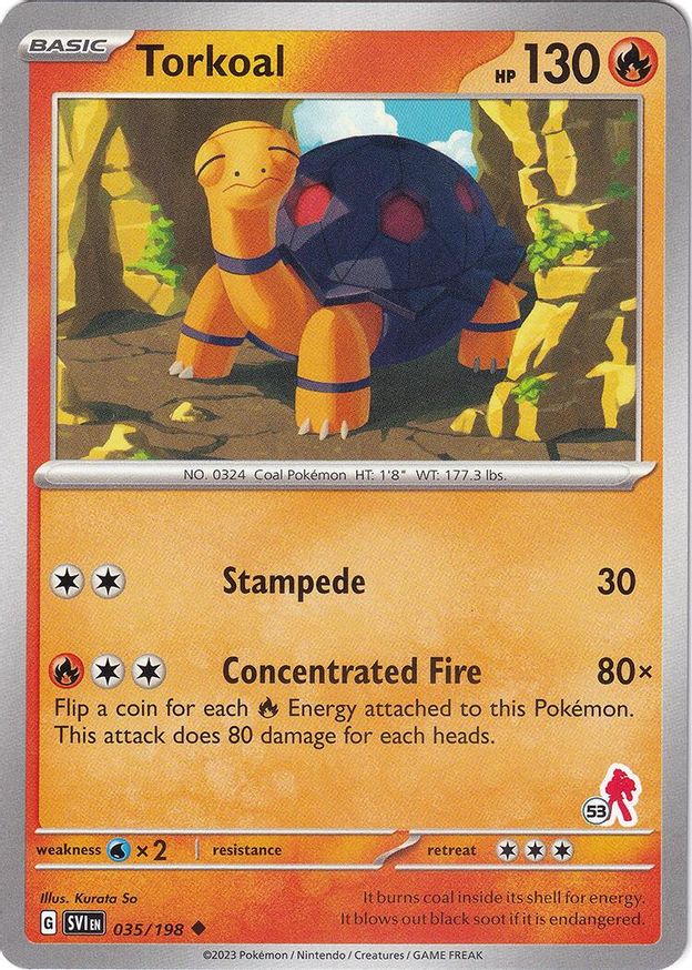 Pokémon-kaart Torkoal 035/198 Fixed uit de set Battle Academy 2024