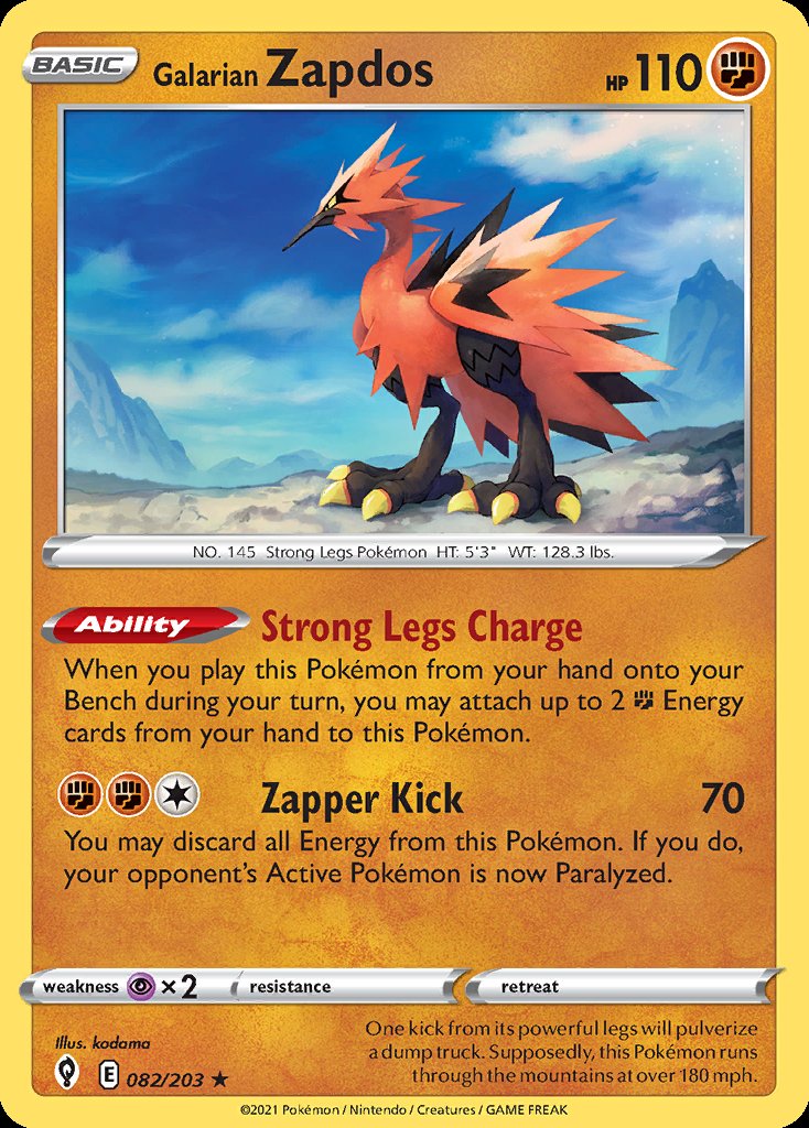 Galarian Zapdos - Evolving Skies (Holo Rare) [EVS-082] Main image