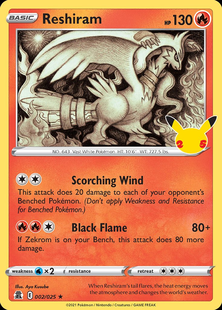 Reshiram - Celebrations (Holo Rare) [CEL-002] Image principale du produit