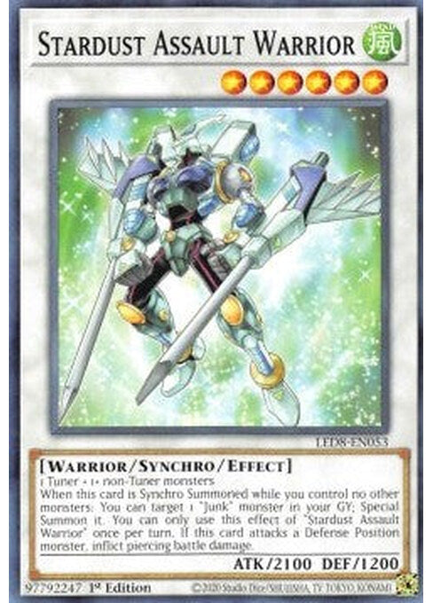 Stardust Assault Warrior — Legendary Duelists: Synchro Storm (LED8-053) Yu-Gi-Oh! card Hauptbild