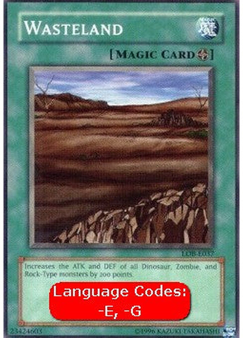 Wasteland — Legend of Blue Eyes White Dragon (LOB-037) Yu-Gi-Oh! card Immagine principale del prodotto