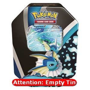 Empty Eevee Evolution Tins: Vaporeon V Tin - Pokémon Products Hover Image