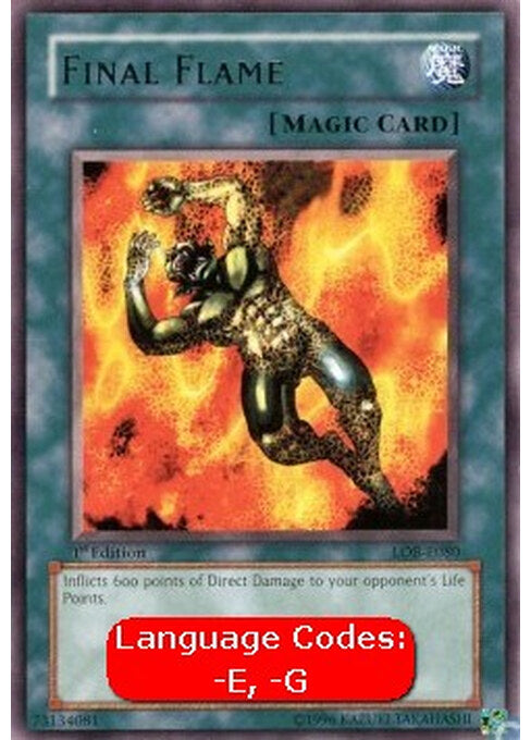 Final Flame — Legend of Blue Eyes White Dragon (LOB-080) Yu-Gi-Oh! card Immagine principale del prodotto