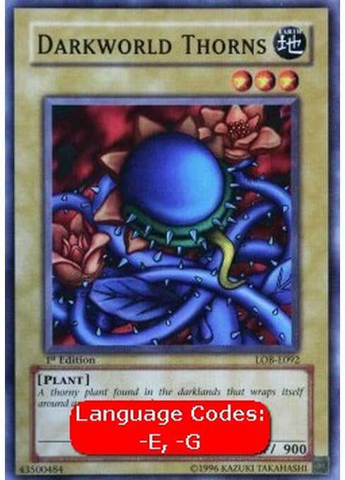 Darkworld Thorns — Legend of Blue Eyes White Dragon (LOB-092) Yu-Gi-Oh! card Hauptbild
