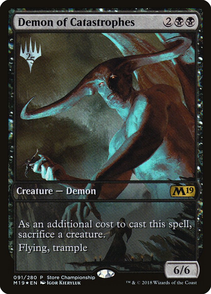 Magic-kaart Demon of Catastrophes PM19-91 uit Core Set 2019 Promos, Store Championship-promo (Rare) Image principale du produit
