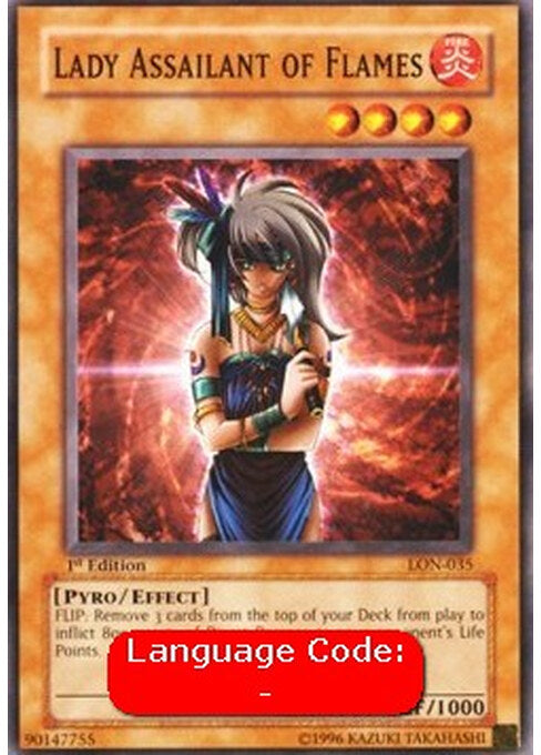 Lady Assailant of Flames — Labyrinth of Nightmare (LON-035) Yu-Gi-Oh! card Main image