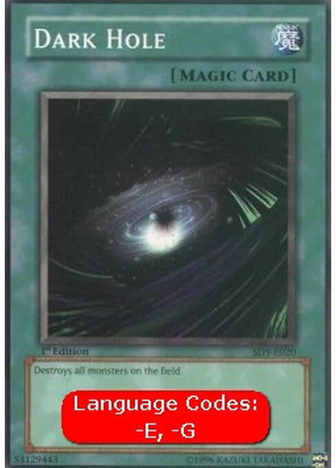 Dark Hole — Starter Deck: Yugi (SDY-020) Yu-Gi-Oh! card Imagen principal del producto