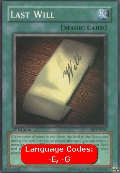 Last Will (V.1 - Common) - Starter Deck: Yugi (Common) [SDY-035] Imagen principal del producto
