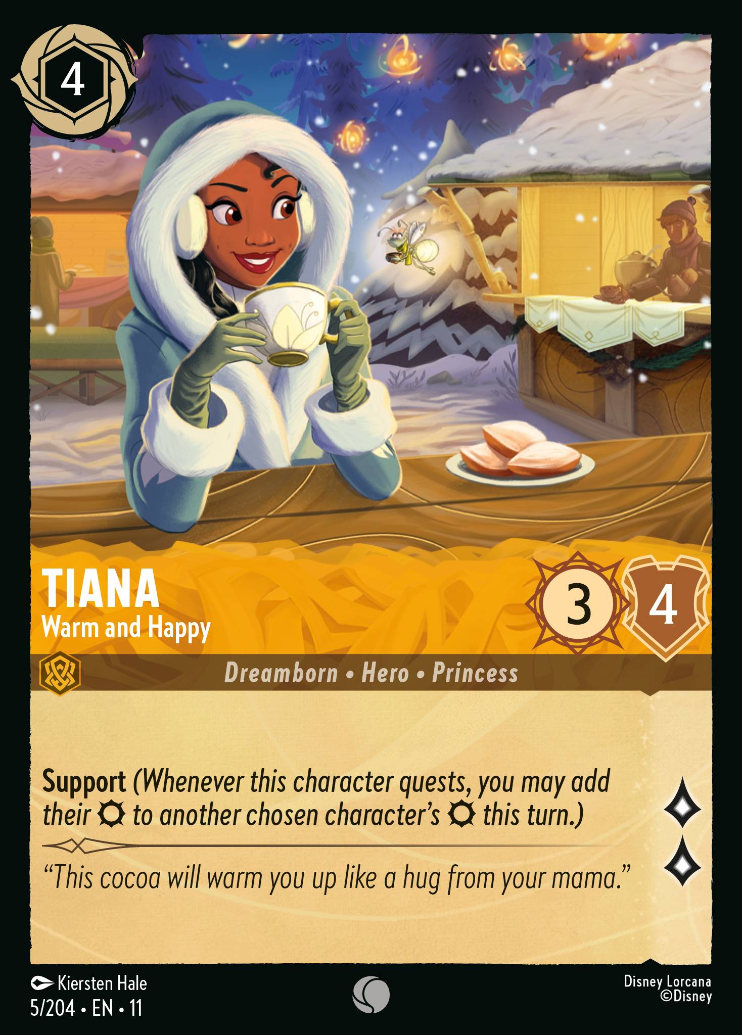 Tiana - Warm and Happy — Winterspell (11WSP-5) Disney Lorcana card