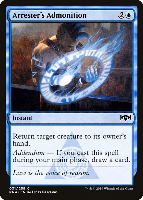 Arrester's Admonition – Ravnica Allegiance (RNA-31) Magic: The Gathering card Image principale du produit