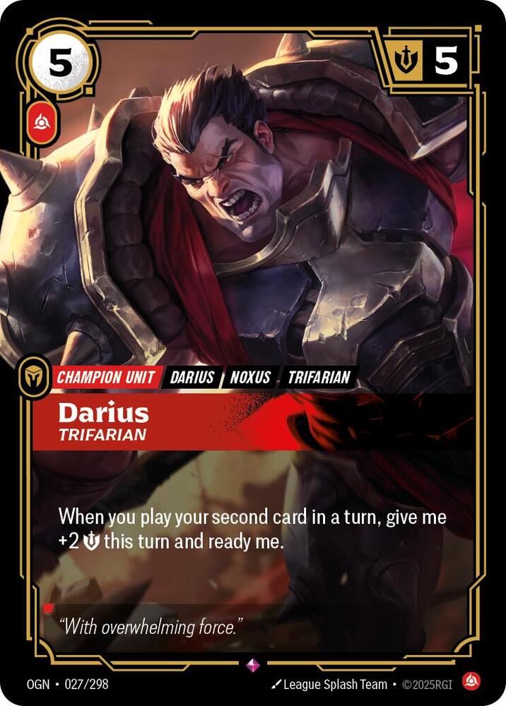Darius, Trifarian (V.1 - Rare) - Origins (Rare) [OGN-027] — riftbound card