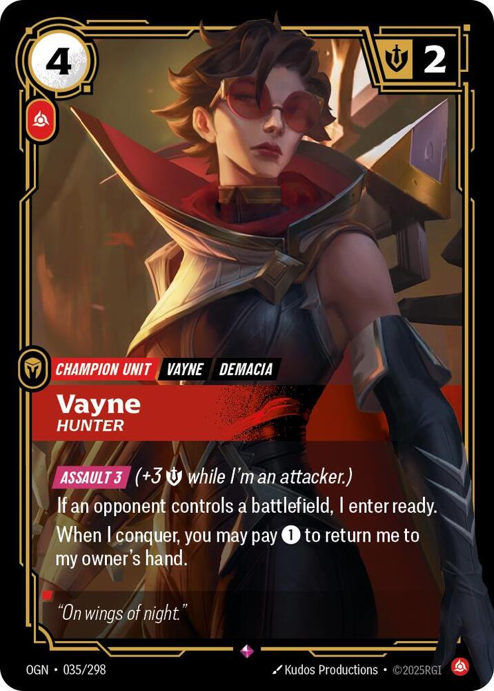Vayne, Hunter - Origins (Rare) [OGN-035] — riftbound card