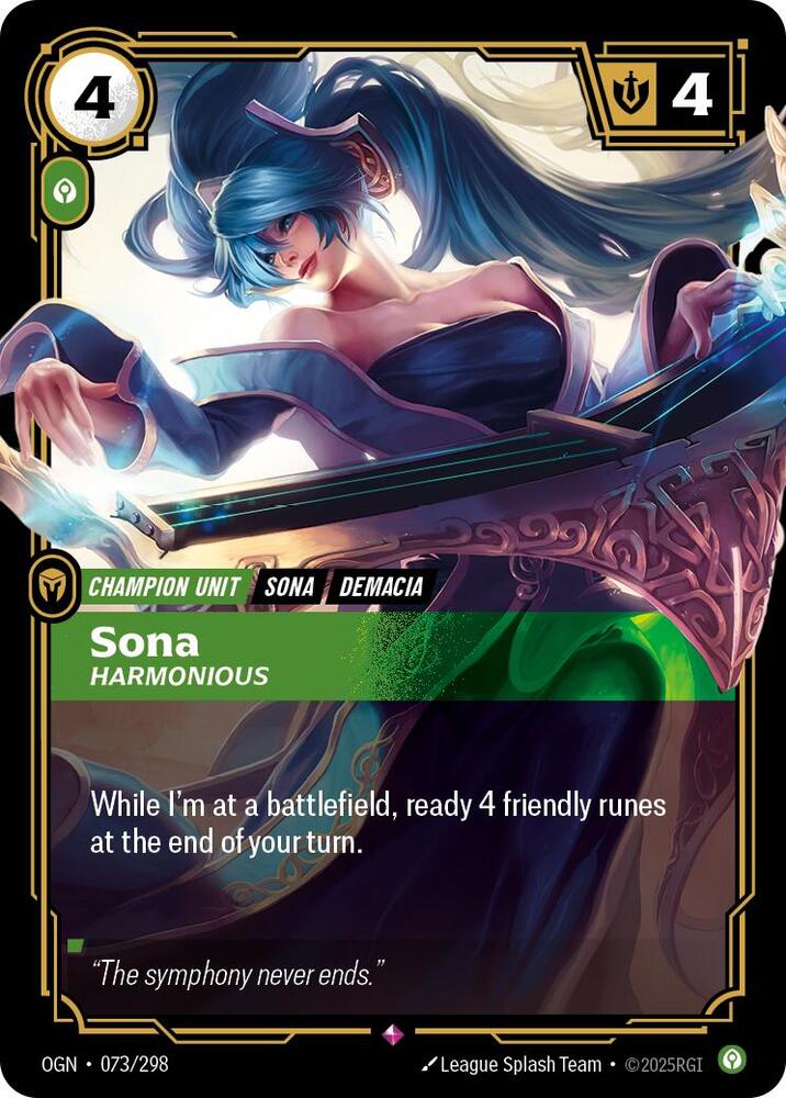 Sona, Harmonious - Origins (Rare) [OGN-073] — riftbound card Main image
