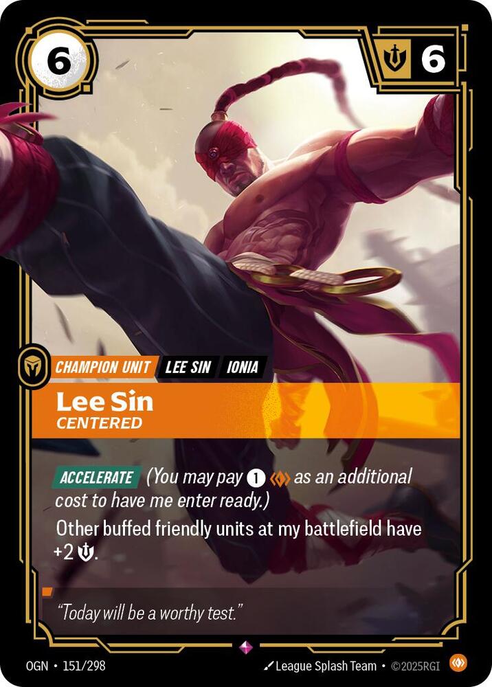 Lee Sin, Centered (V.1 - Rare) - Origins (Rare) [OGN-151] — riftbound card