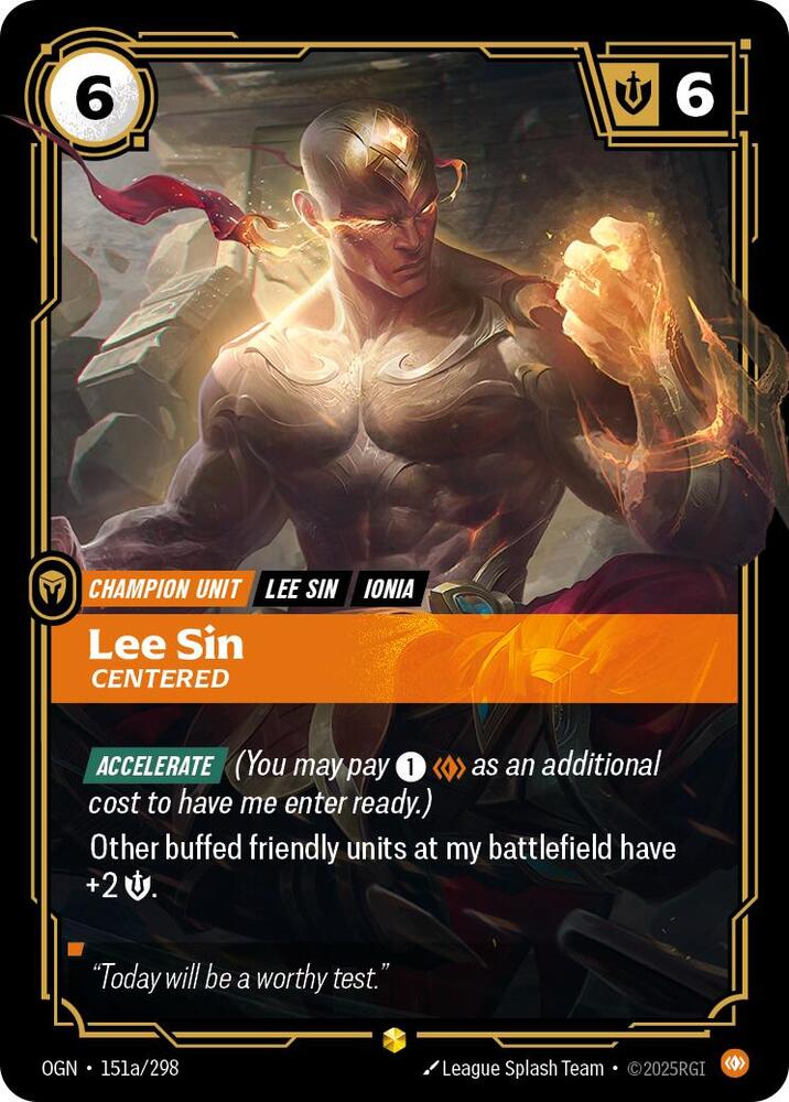 Lee Sin, Centered (V.2 - Showcase) - Origins (Showcase) [OGN-151a] — riftbound card