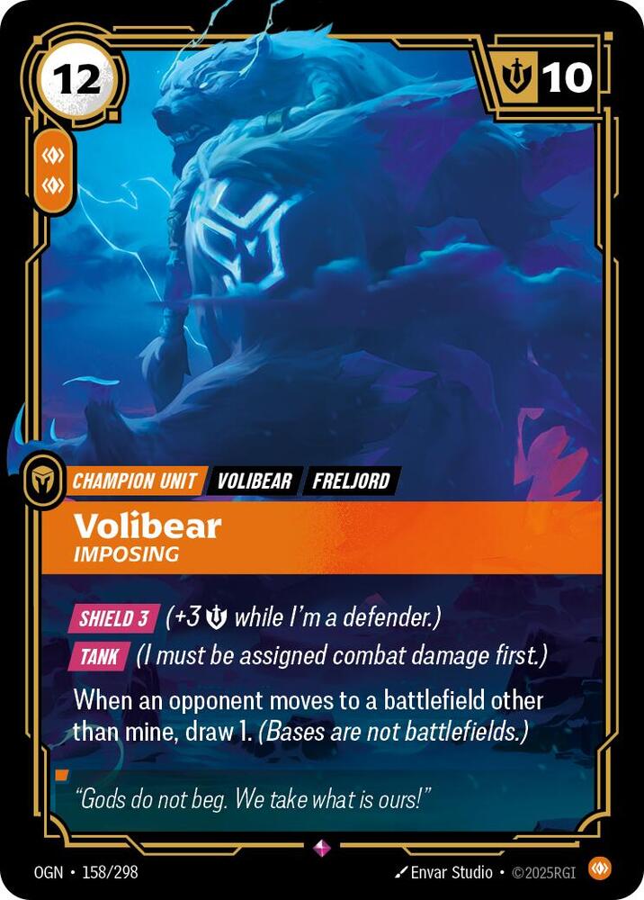 Volibear, Imposing (V.1 - Rare) - Origins (Rare) [OGN-158] — riftbound card