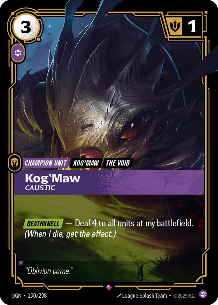 Kog'Maw, Caustic - Origins (Rare) [OGN-190] — riftbound card