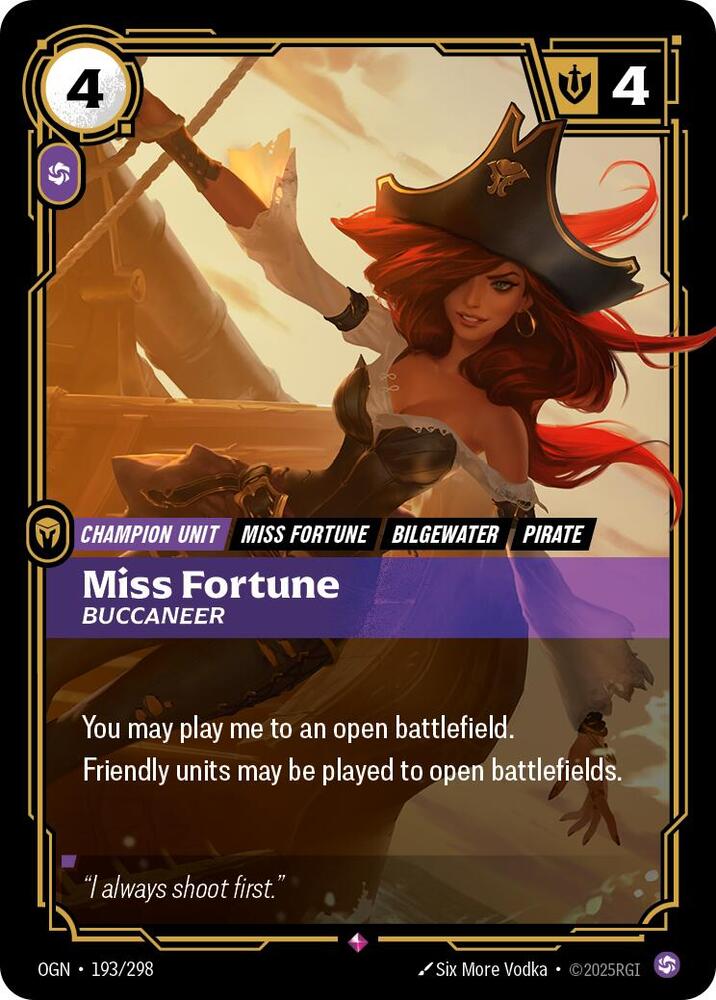 Miss Fortune, Buccaneer (V.1 - Rare) - Origins (Rare) [OGN-193] — riftbound card