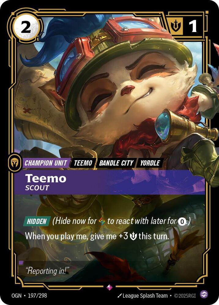 Teemo, Scout (V.1 - Rare) - Origins (Rare) [OGN-197] — riftbound card