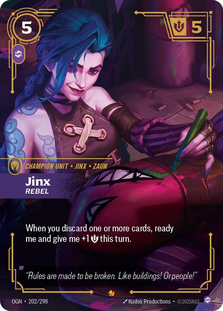 Jinx, Rebel (V.1 - Epic) - Origins (Epic) [OGN-202] — riftbound card