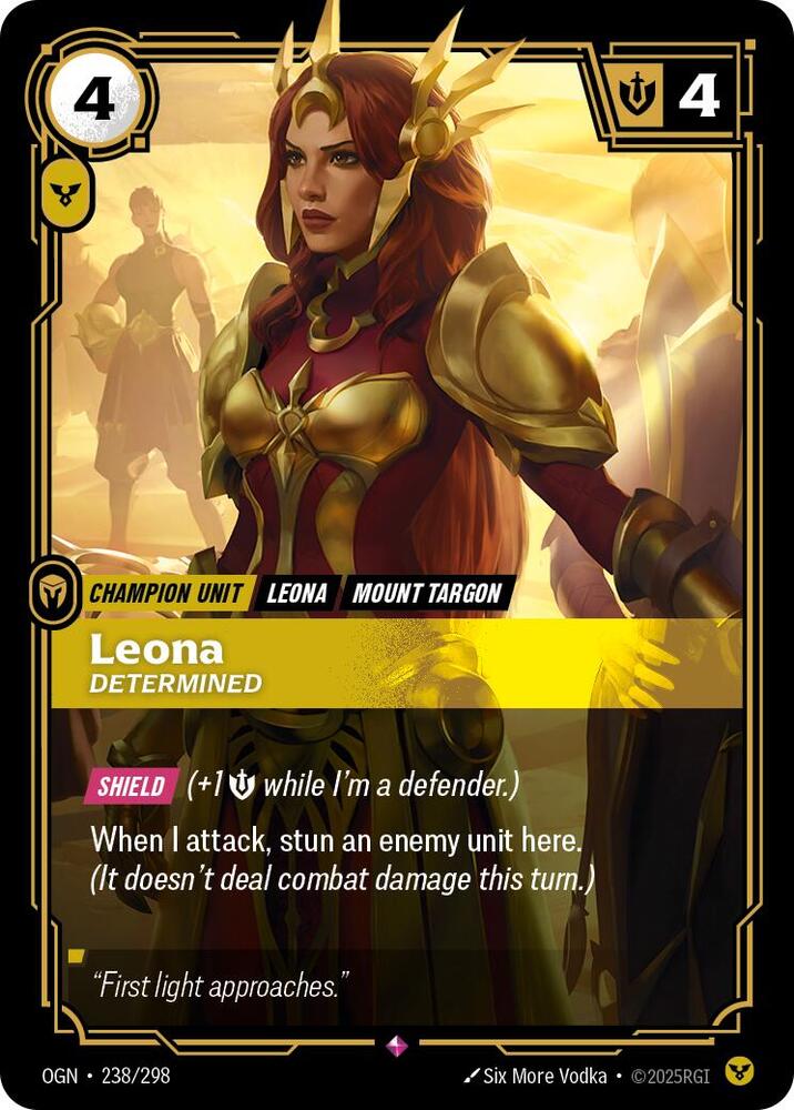 Leona, Determined (V.1 - Rare) - Origins (Rare) [OGN-238] — riftbound card